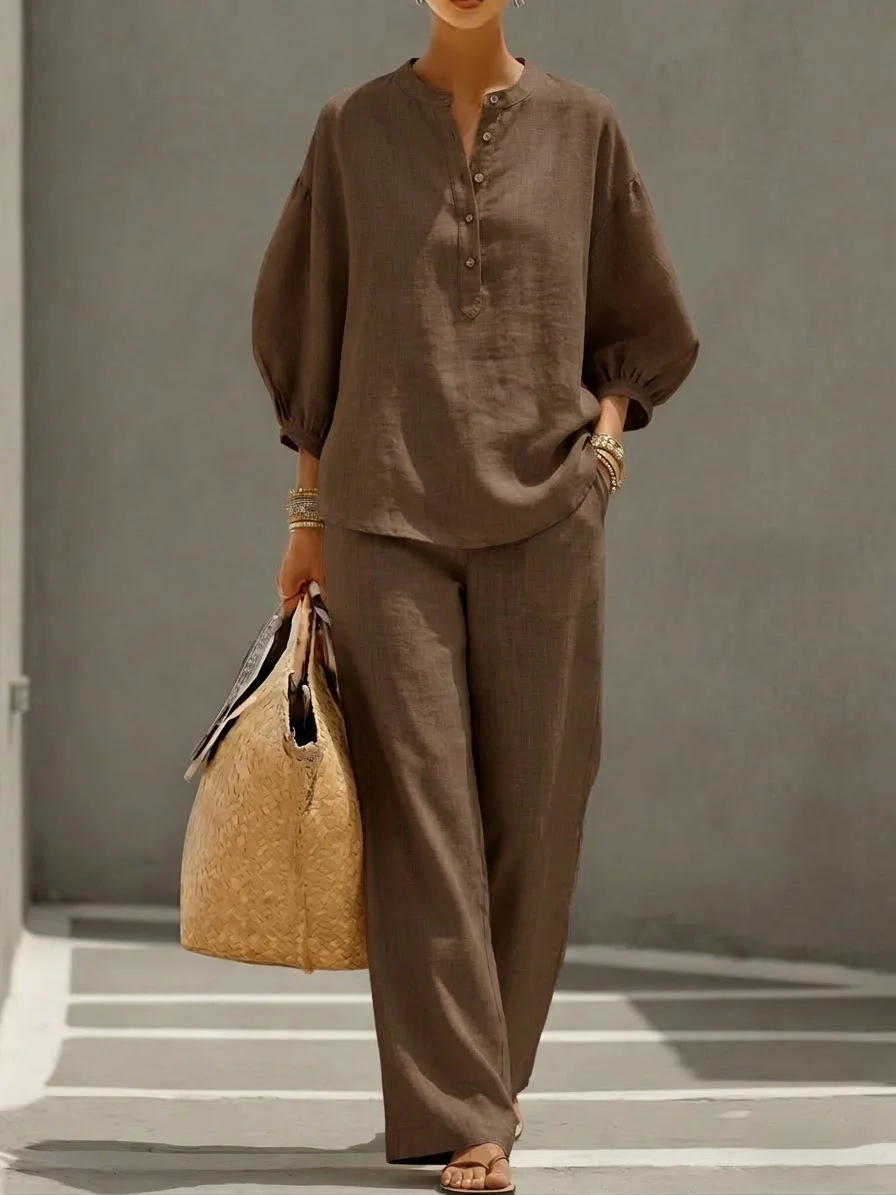 Minimal Shirt Set – Solid Color Two-Piece Outfit