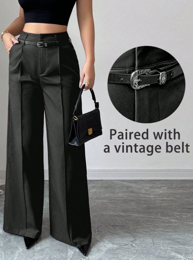 High-Waisted Wide-Leg Trousers – Tailored Relaxed Fit Pants