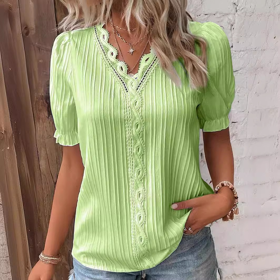 Cutout Short-Sleeve Shirt – Western Boho Summer Top