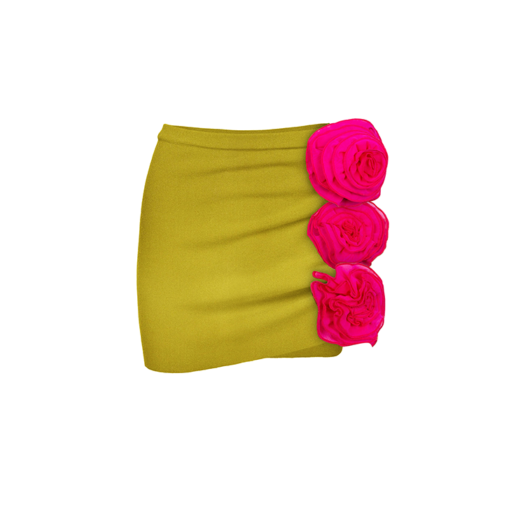3D Flower Color Block One Piece Swimsuit and Skirt Flaxmaker