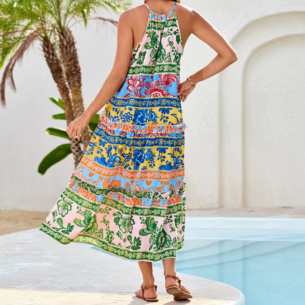 【Runs Large | Size Down】Grace Karin Floral Dress, Boho Casual Style, Summer Daily Look, S-2XL Inclusive Size, Plus Friendly 2XL, Long Maxi Dress with Pockets