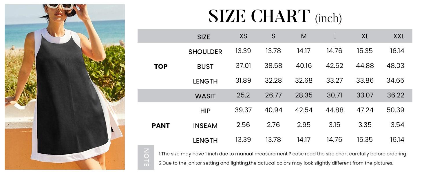 SCUSTY Women's Casual Summervibes Two Piece Sets Color Block Crewneck Sleeveless Pullover Tops Matching Shorts With Pockets 4th of July Independence Day Outfit