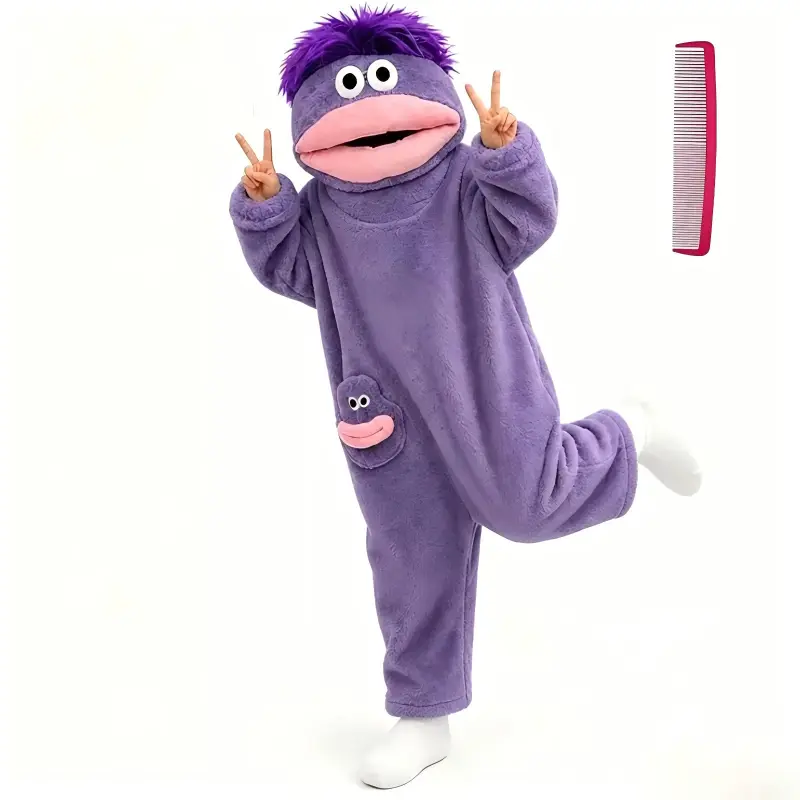 Cute Monster Wearable Hooded Onesie with Pocket for Women and Men, Soft Plush Fleece Fabric, Warm Cozy Jumpsuit, Casual, Ideal for Home and Parties.