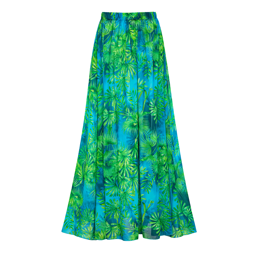 Ruffled Jungle Green Print One Piece  Swimsuit and Skirt