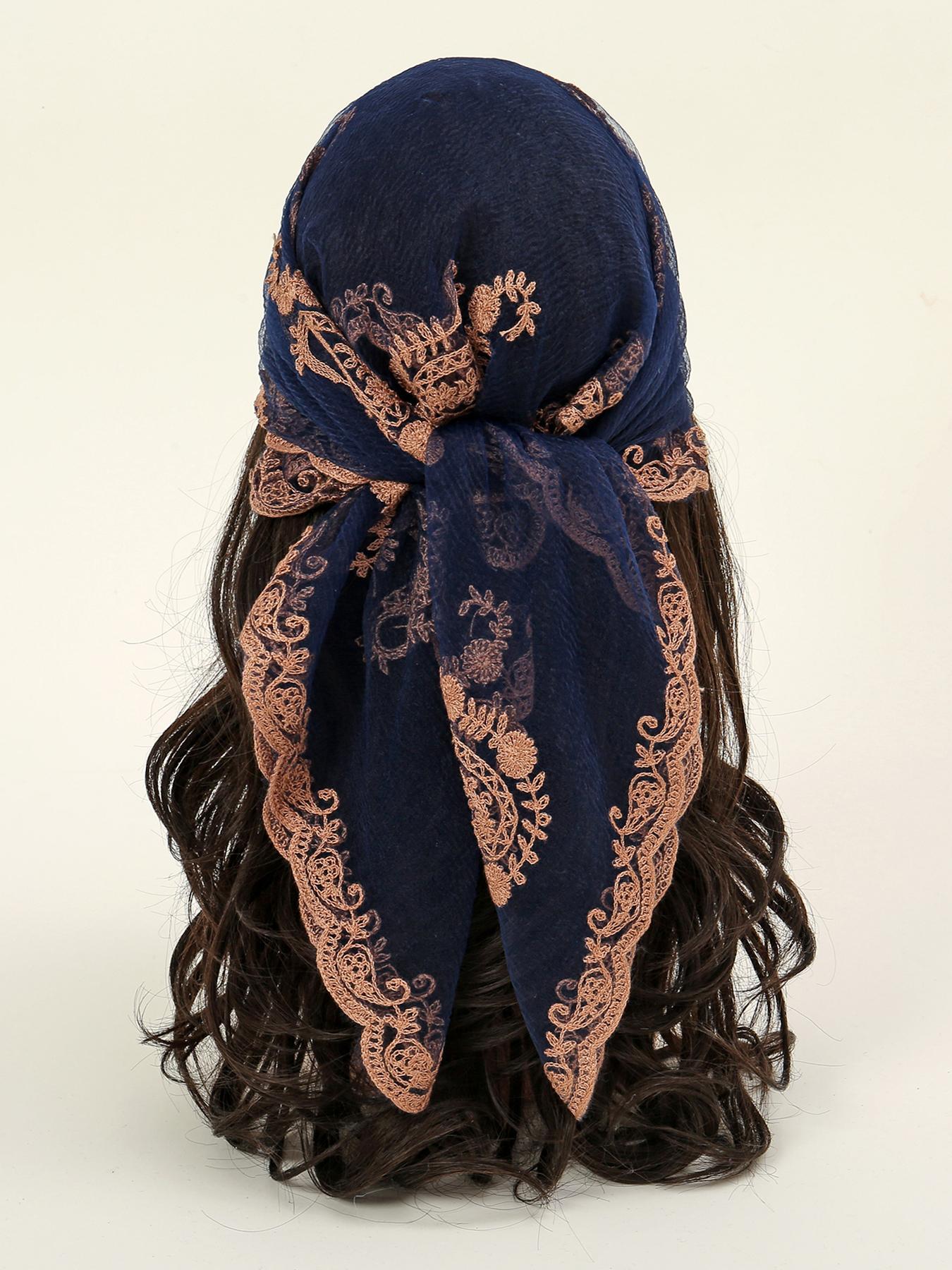 Women's Floral Embroidered Square Scarf, Fashionable Elegant Multifunctional Scarf For Daily Wear, Casual Versatile Scarf For Women