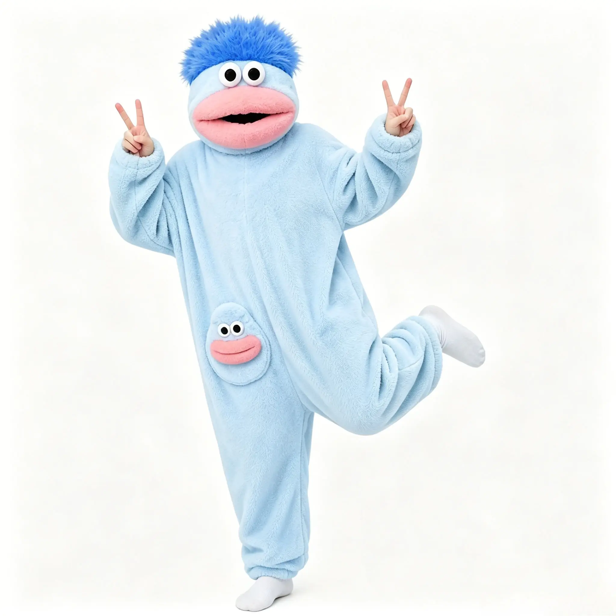 Cute Monster Wearable Hooded Onesie with Pocket for Women and Men, Soft Plush Fleece Fabric, Warm Cozy Jumpsuit, Casual, Ideal for Home and Parties.