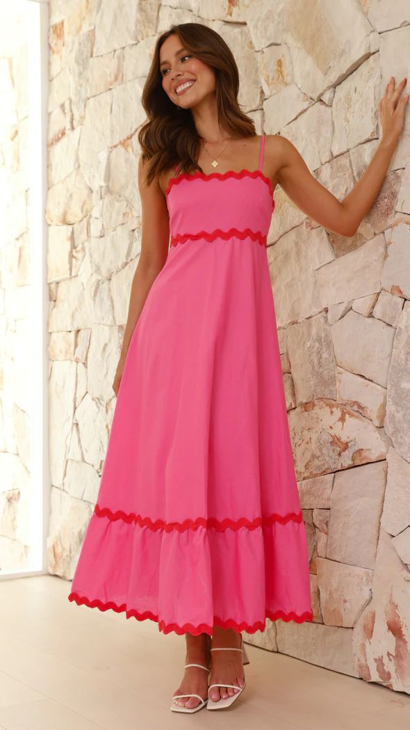 Sling Solid Color Wave Midi Dress