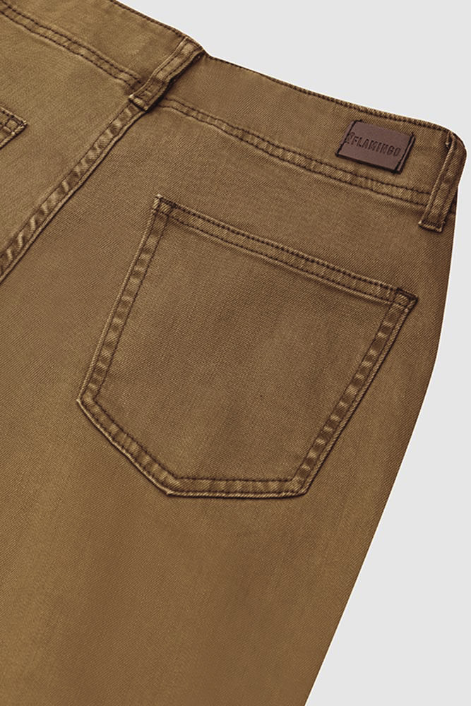 Double Button Mid Waist Straight Leg Pants