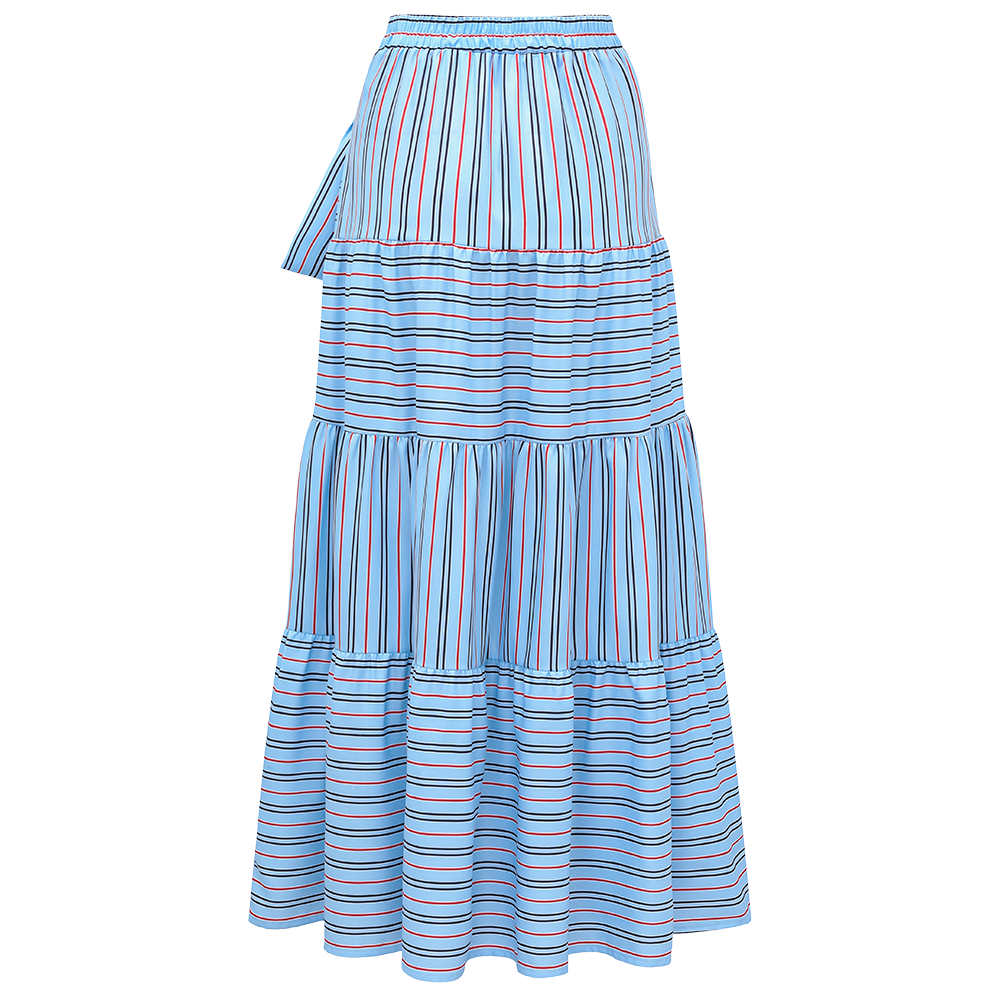 Multi-Way Striped Bowknot One Piece Swimsuit and Skirt