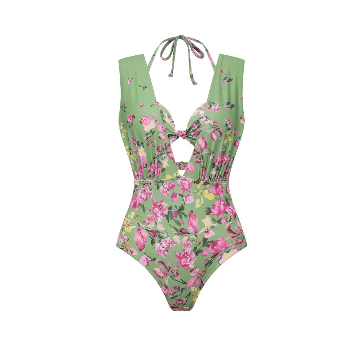 Floral Bikini & Plunging Ruched Swim Set