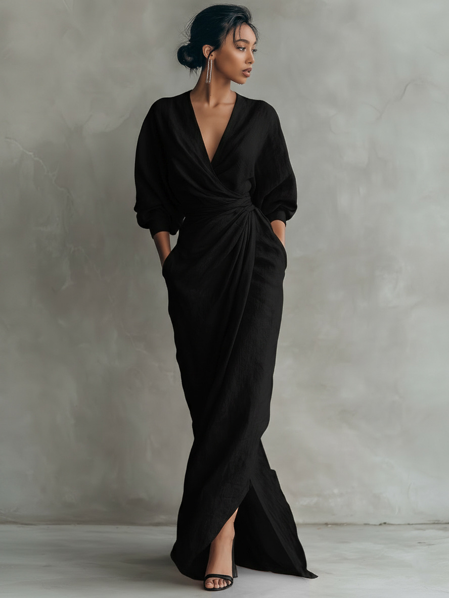 Independent Station Cross-Border European And American New Women'S Clothing V-Neck Waist Dress Spring And Summer Vacation Style Dress