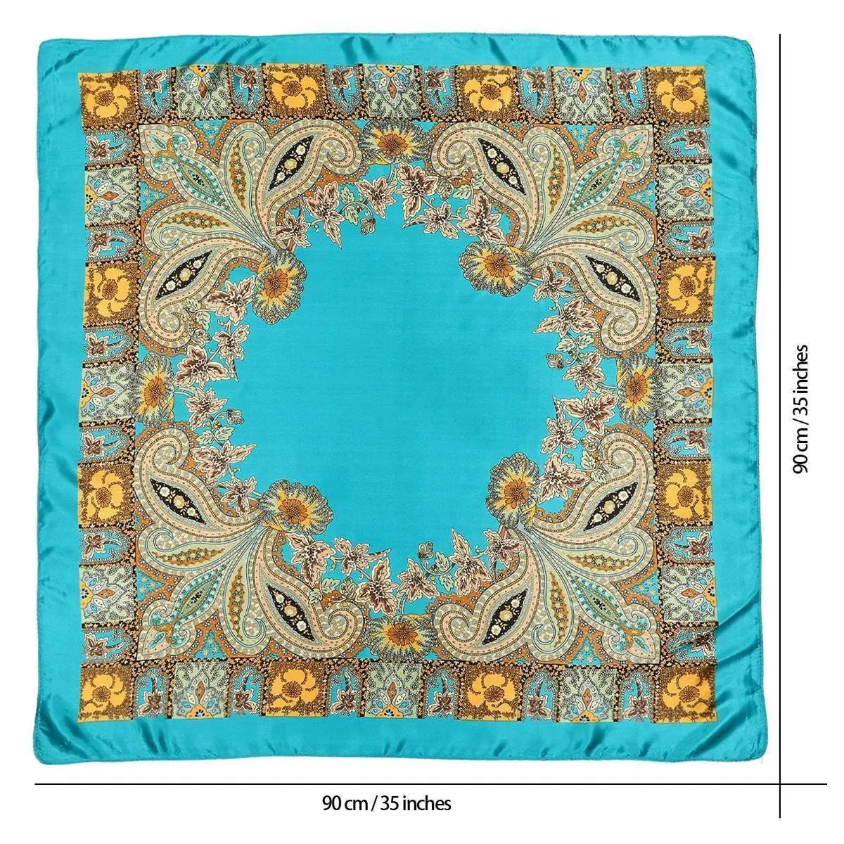 4 Pack Shawl Scarf Set for Women, 35" Large Square Silk-Like Satin Head Wrap, Allover Print Fashion Neck Shawl Accessories for Women, Floral Print Scarf, Decorative Scarf