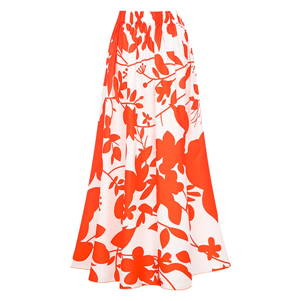 Plus Size One Shoulder Ruffle Printed One Piece Swimsuit and Skirt
