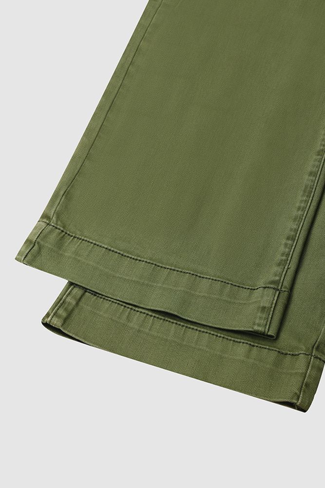 Double Button Mid Waist Straight Leg Pants