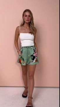 Green Printed Short Slevees Shirt and Shorts Set