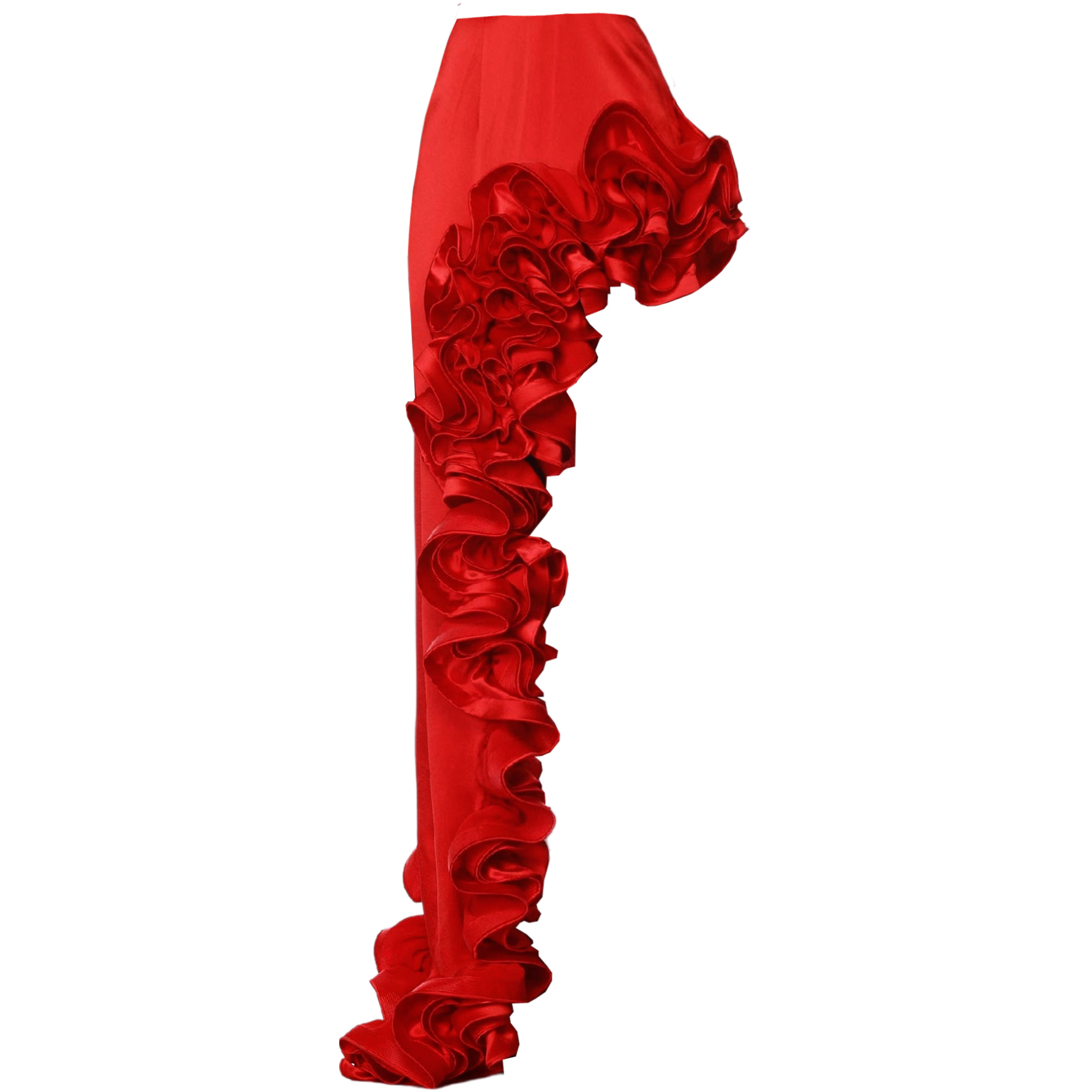 Red Flower Frilled V Neck One Piece Swimsuit and Skirt