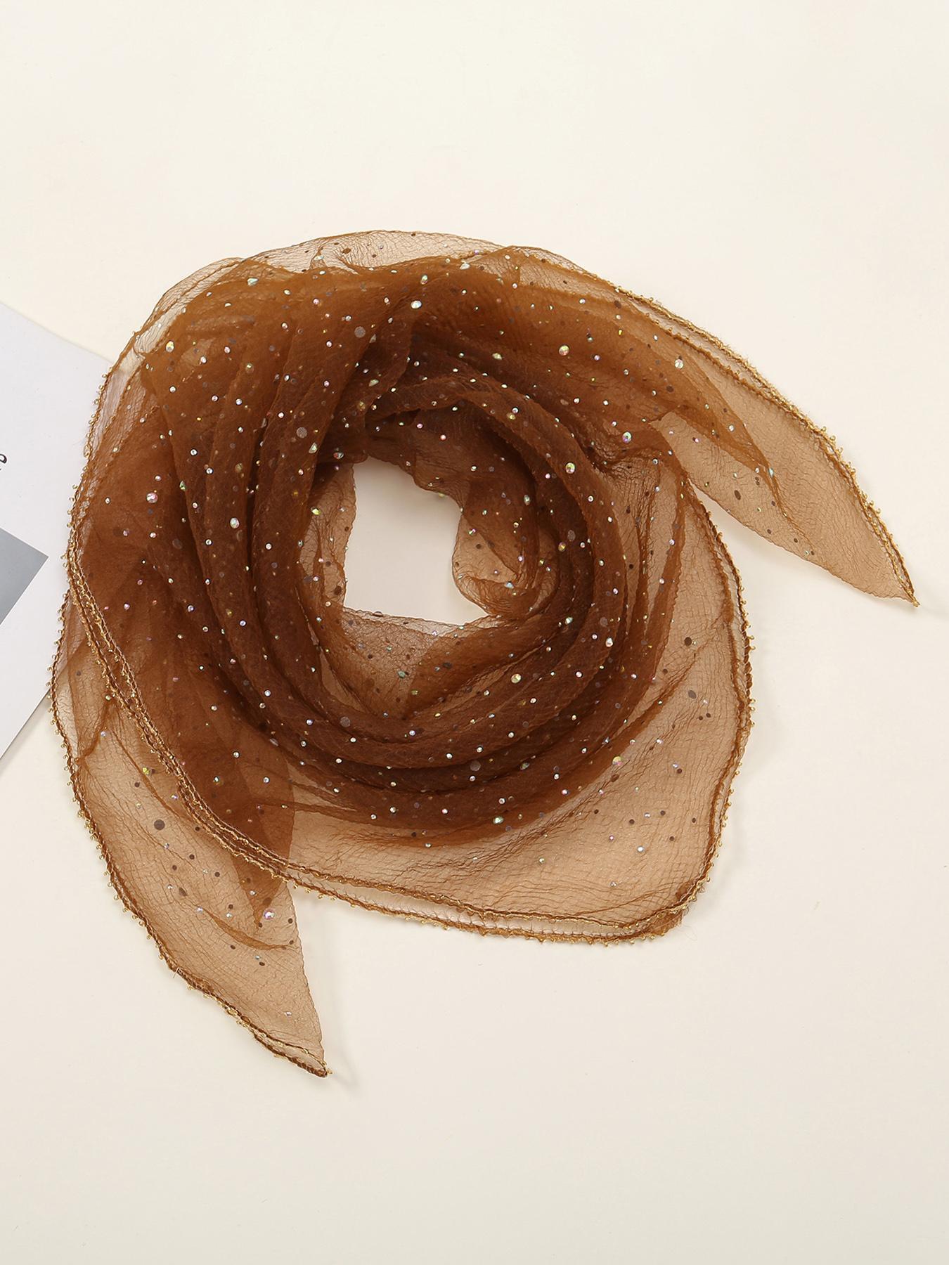 Women's Glitter Decor Scarf, Elegant Scarf for Daily Wear, Casual Trendy Scarf for Women, Trendy All-match & Exquisite Scarf for Birthday Gift, Scarf for Hair