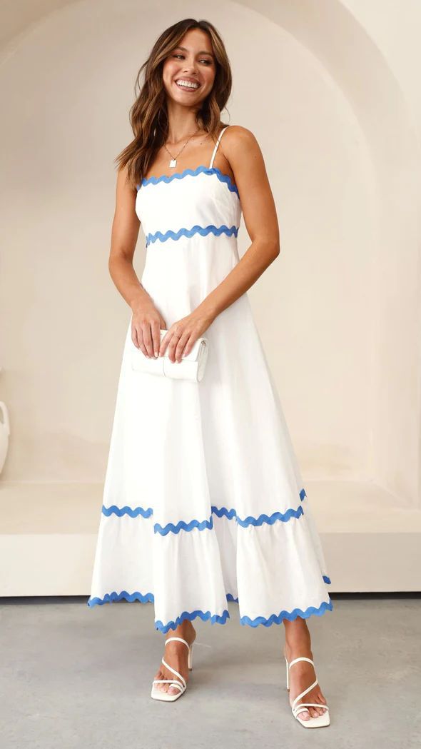 Sling Solid Color Wave Midi Dress