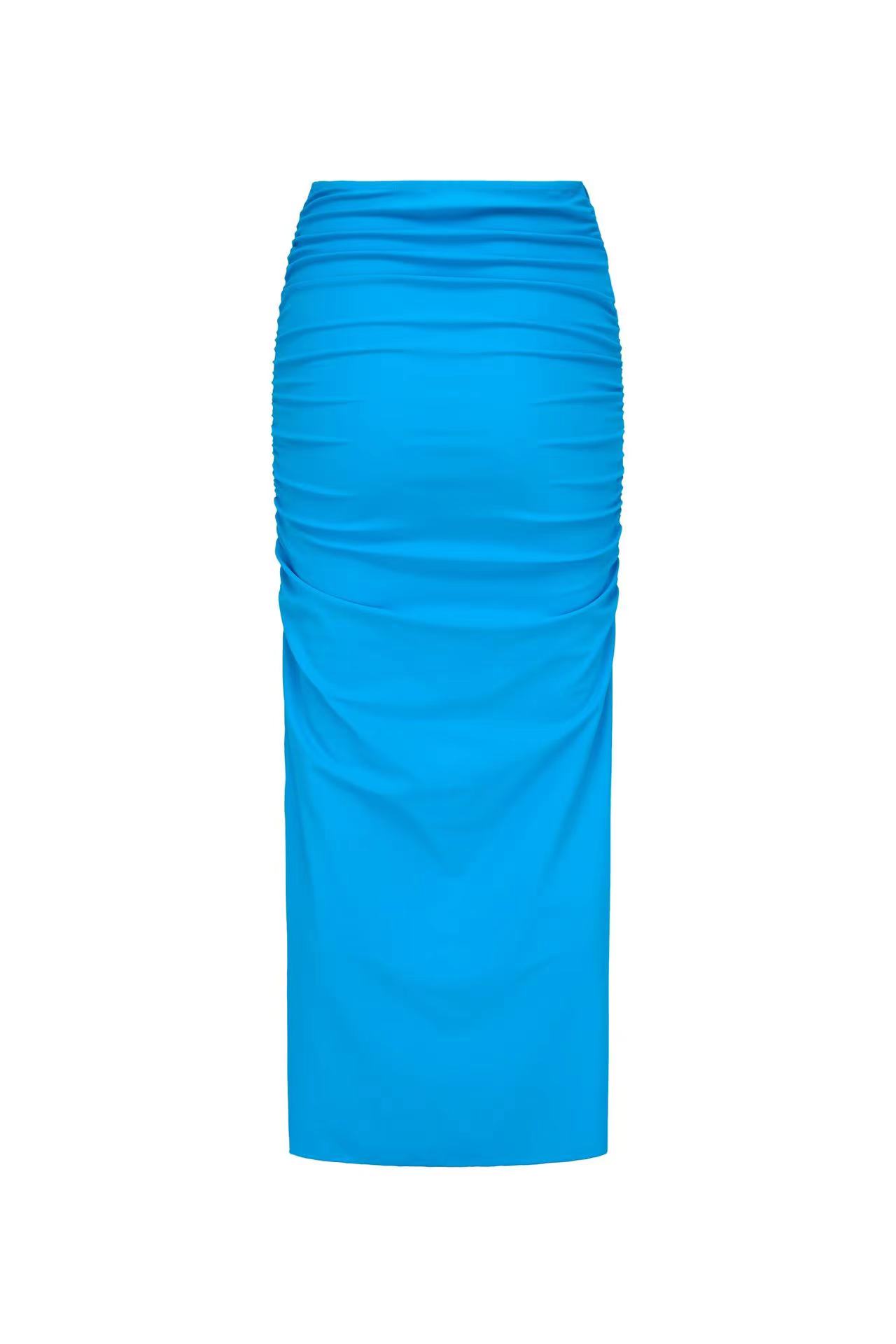 Bowknot Decor Blue Bikini Swimsuit and Sarong