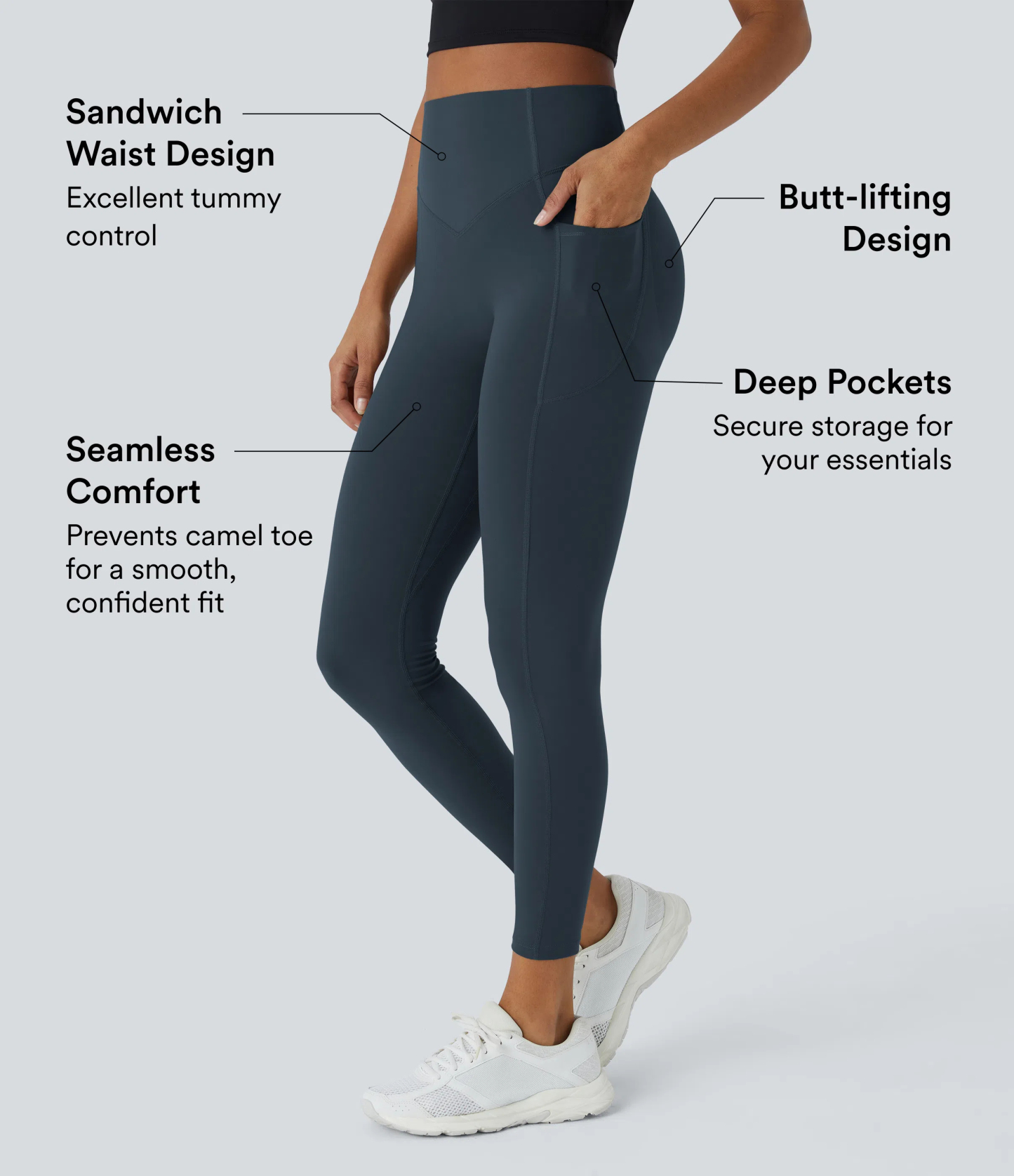 High Waisted Scrunch Butt Lifting Tummy Control Pocket Shaping Training Leggings