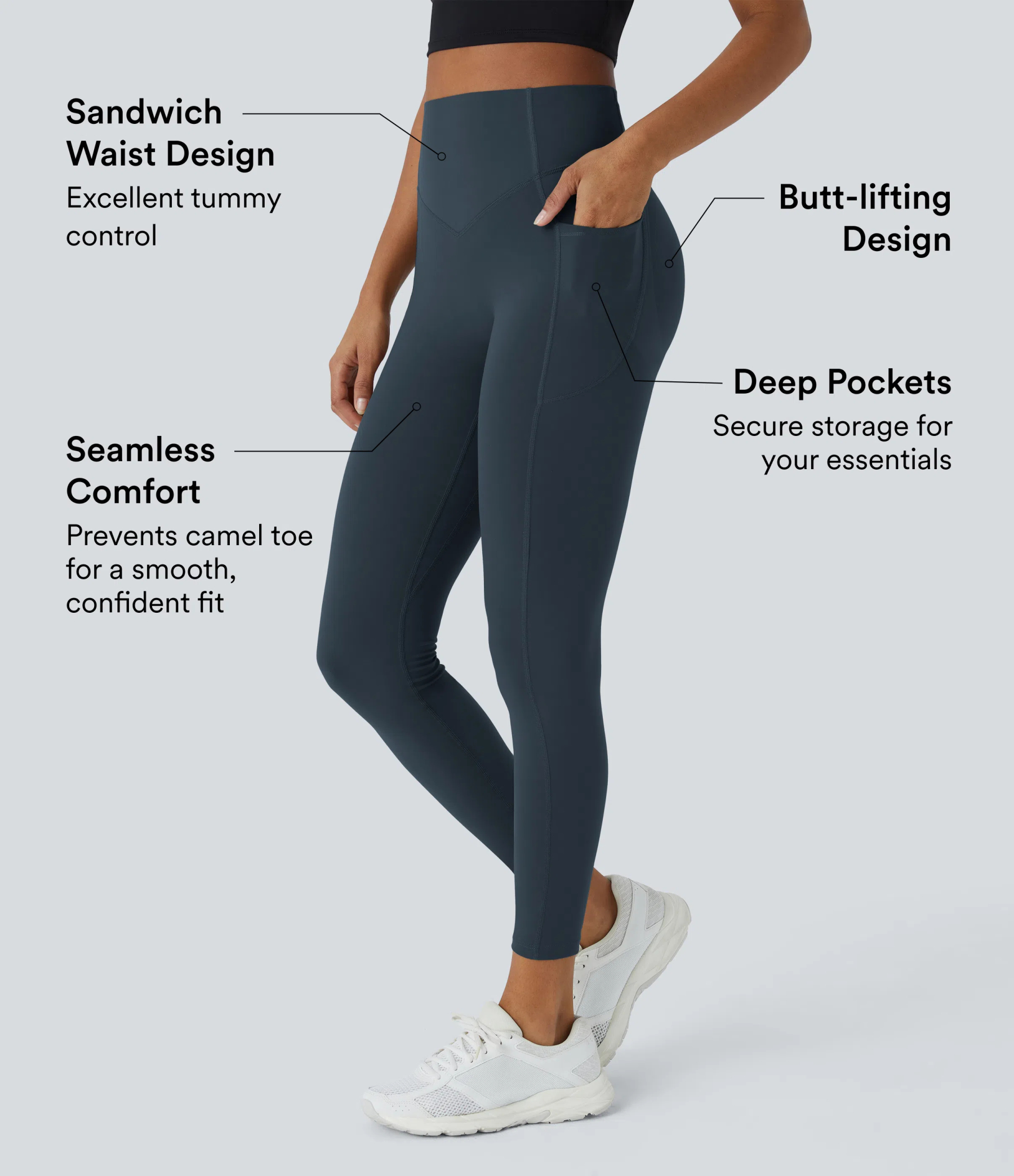 High Waisted Scrunch Butt Lifting Tummy Control Pocket Shaping Training Leggings