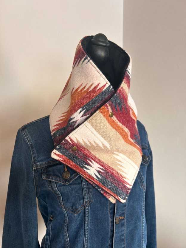 Western Red Aztec Warm Neck Hood