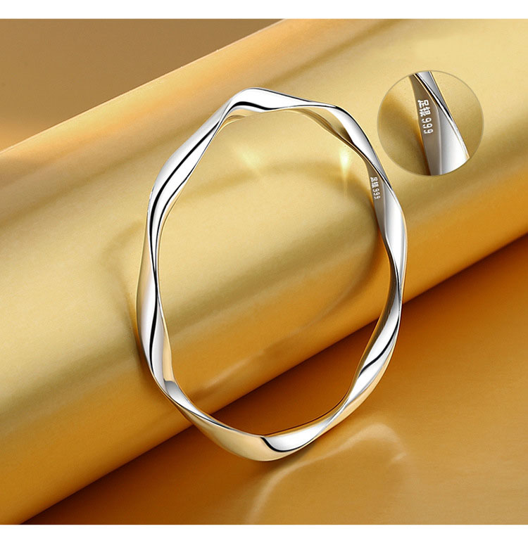 Solid .999 Sterling Silver Möbius Strip Bracelet 54-60MM Valentines Gift for Her