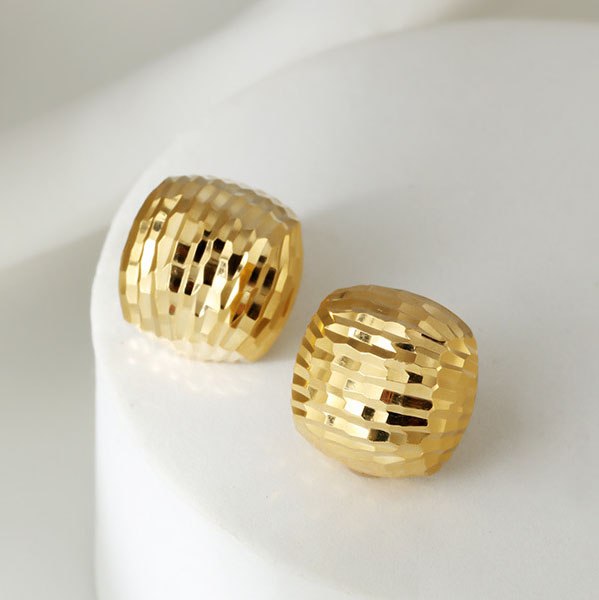 Hand-Engraved Guilloché 925 Silver Gold Earrings