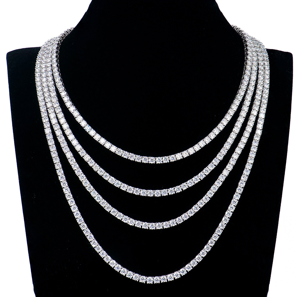 4MM Iced Out Moissanite Tennis Necklace S925-SlimGlow Lab