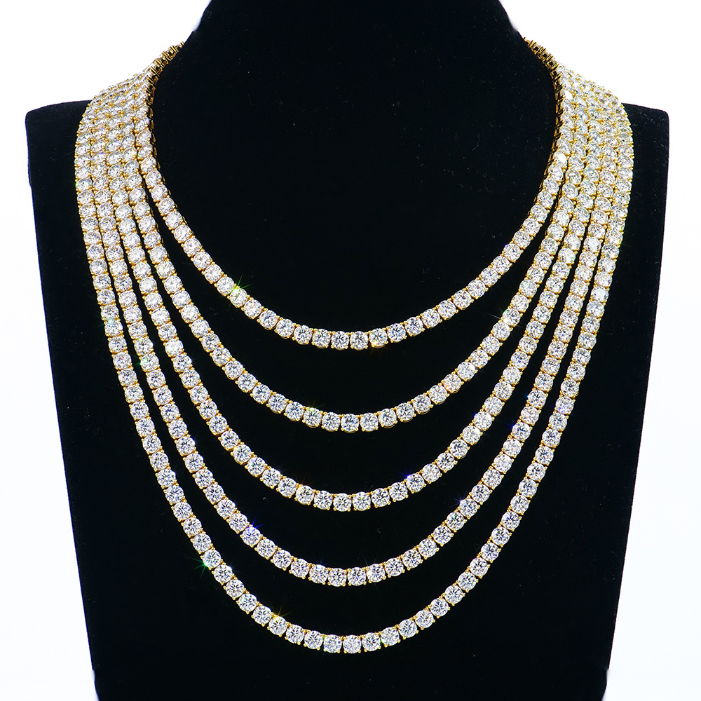 5MM Iced Out Moissanite Tennis Necklace S925-SlimGlow Lab