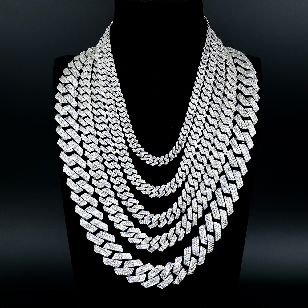  Fully Pavé-Lab-Grown Moissanite Cuban Chain Necklace| Hip Hop Jewelry for Men & Women