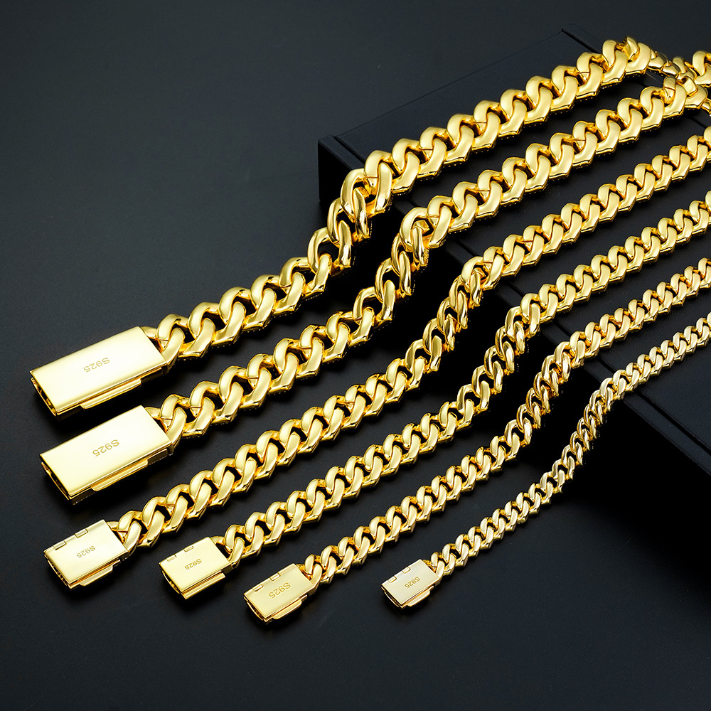 Fully Pavé Moissanite Cuban Necklace S925-SlimGlow Lab