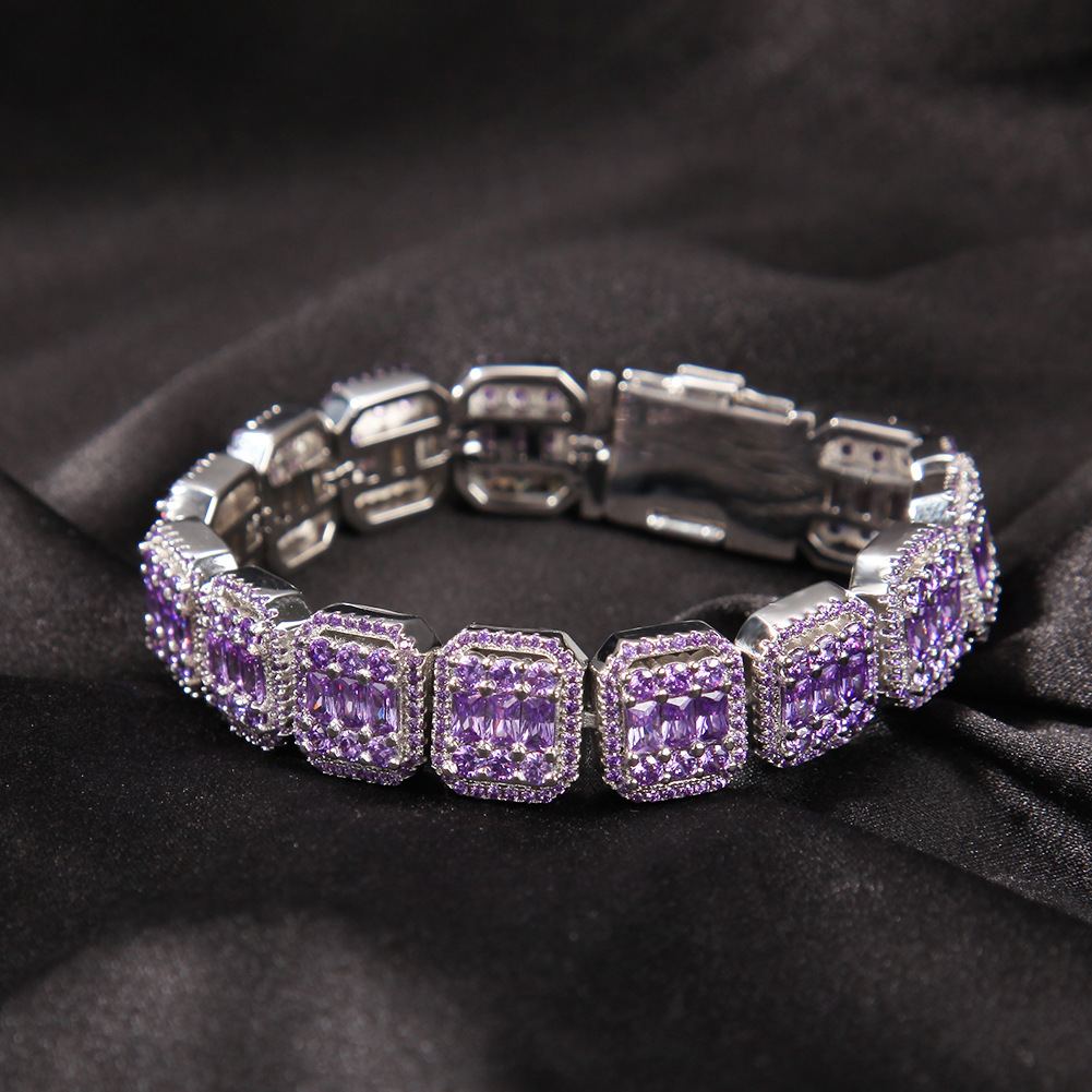 Unisex Hip Hop Diamond-Cut Bracelet - 9 Grid Square & Round Link Chain-SlimGlow Lab