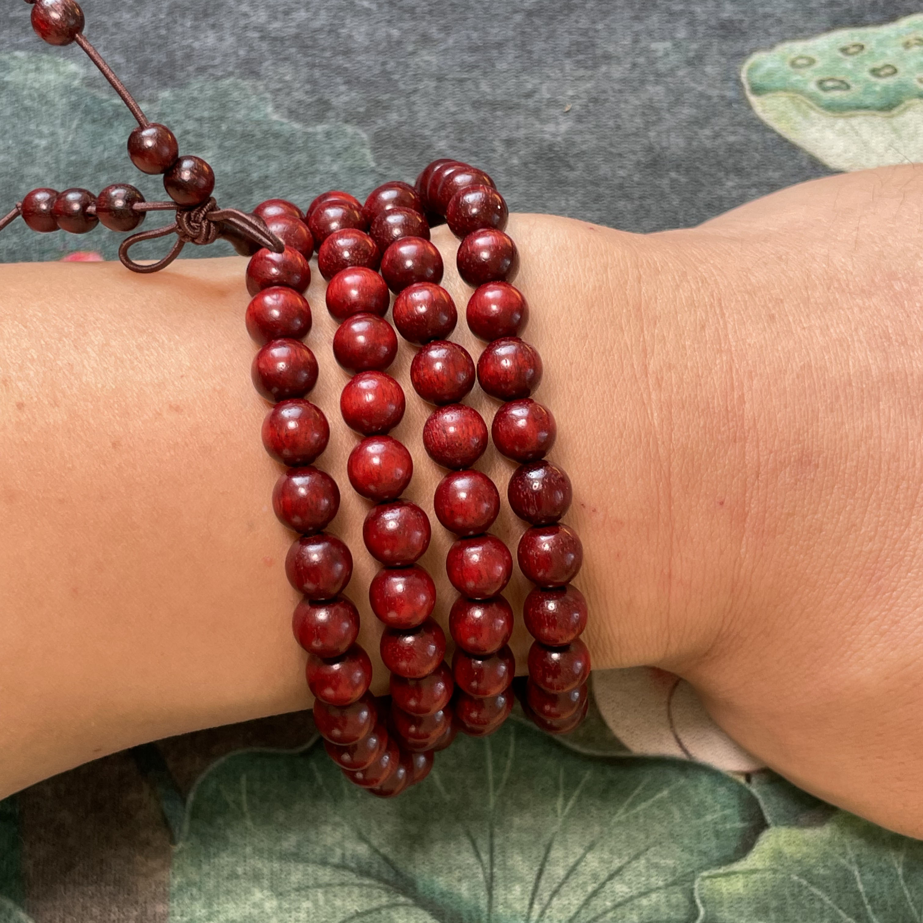 Layerable Bracelet Style - 108 Beads Indian Red Sandalwood Mala