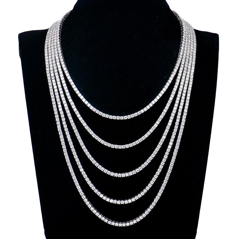 2MM Iced Out Moissanite Tennis Necklace S925-SlimGlow Lab