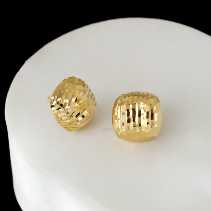 Hand-Engraved Guilloché 925 Silver Gold Earrings