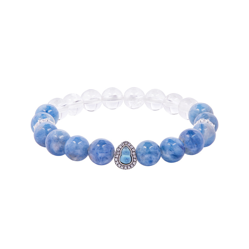 S925 Silver Kyanite Gourd Bracelet, White Crystal-SlimGlow Lab