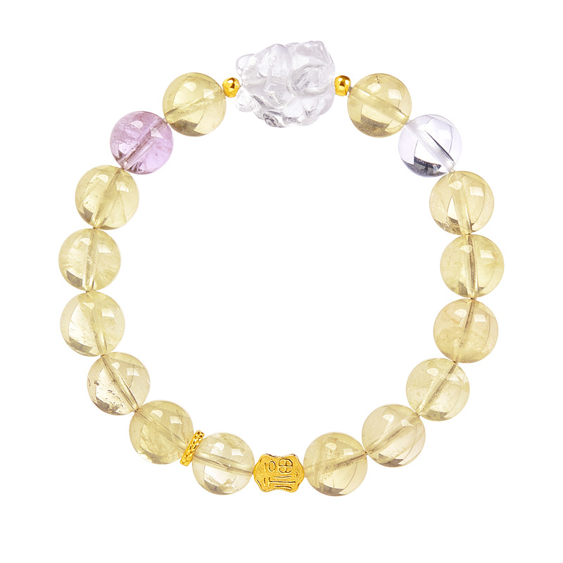 Citrine Amethyst and Clear Crystal Fox Bracelet isolated on a white background