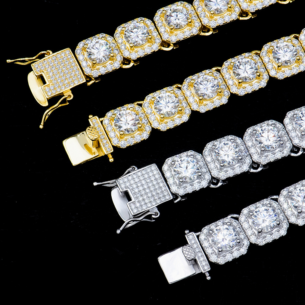 Detail of both bracelet clasps, showing gold plated and sterling silver mechanisms