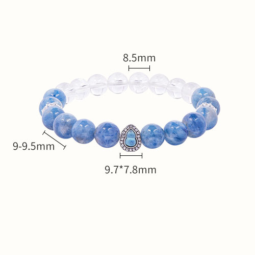 S925 Silver Kyanite Gourd Bracelet, White Crystal-SlimGlow Lab