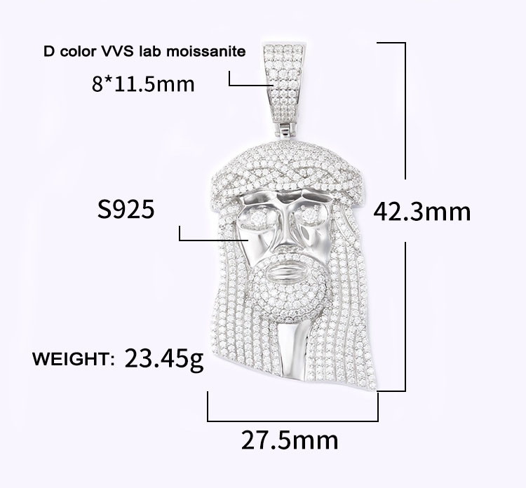 Fully Pavé-Lab Moissanite Jesus Christ Pendant