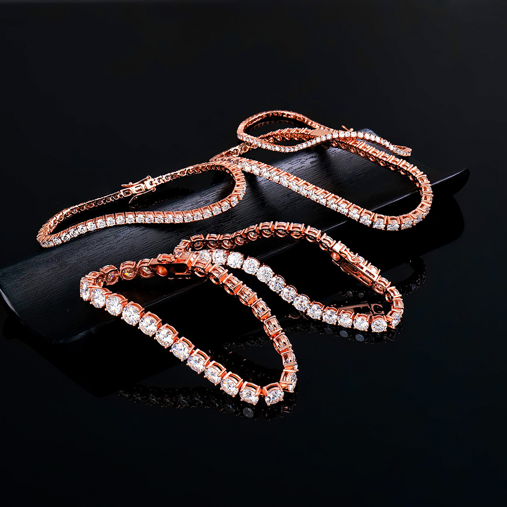 2-6mm Moissanite Tennis Bracelet | S925 Silver K Gold/Rose Gold | Daily/Party Wear-SlimGlow Lab