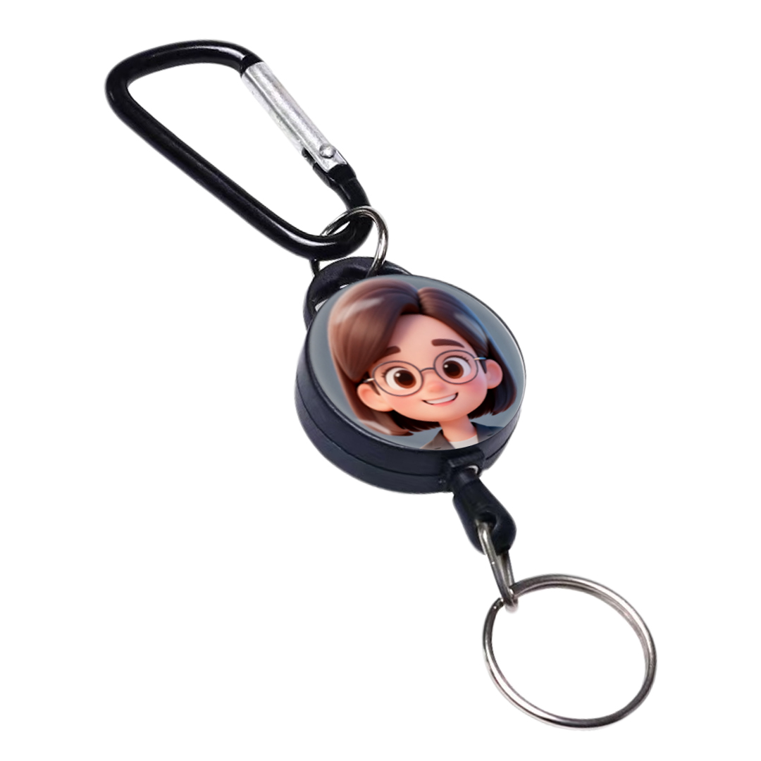 1pc Photo Custom Retractable Keychain Heavy Duty  Badge Holder, Personalized ID Badge Reel with 23.6''Retractable Cord Multitool  Key Holder