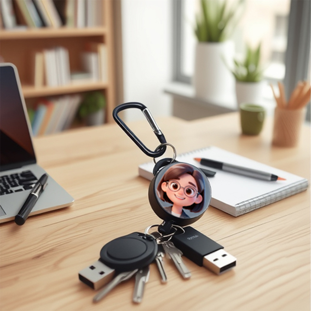 1pc Photo Custom Retractable Keychain Heavy Duty  Badge Holder, Personalized ID Badge Reel with 23.6''Retractable Cord Multitool  Key Holder