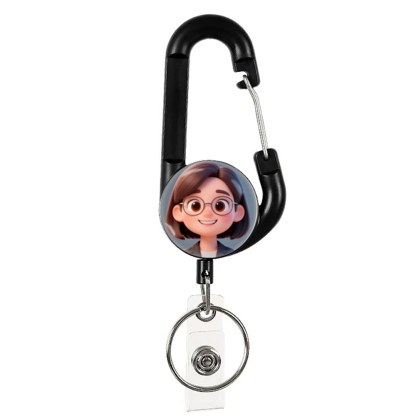 1pc Photo Custom Retractable Badge Reel Heavy Duty  Badge Holder, Personalized ID Badge Reel  for ID Card Holder and Keychain
