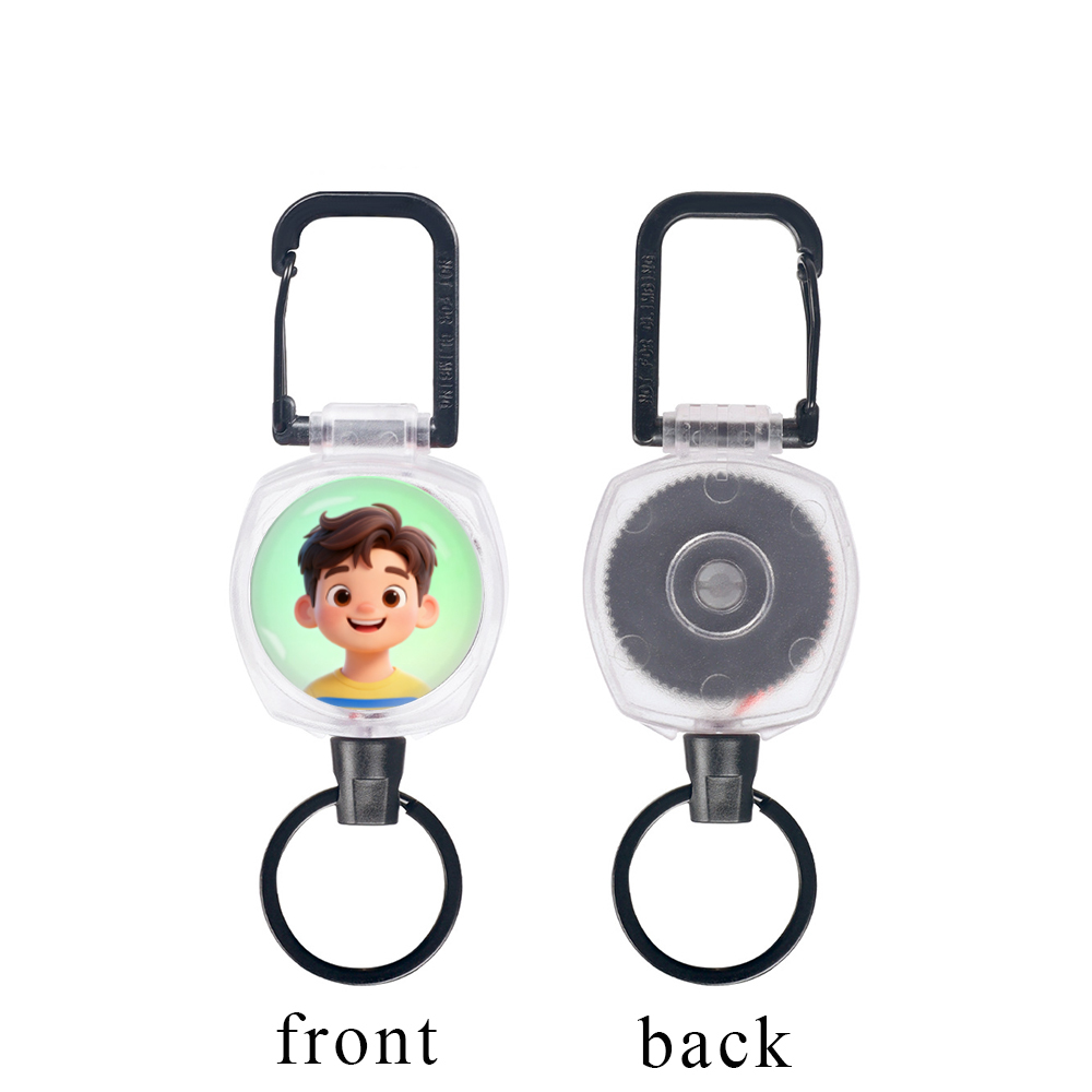 1pc Photo Custom Retractable Keychain Heavy Duty  Badge Holder, Personalized ID Badge Reel with 23.6''  Retractable Cord