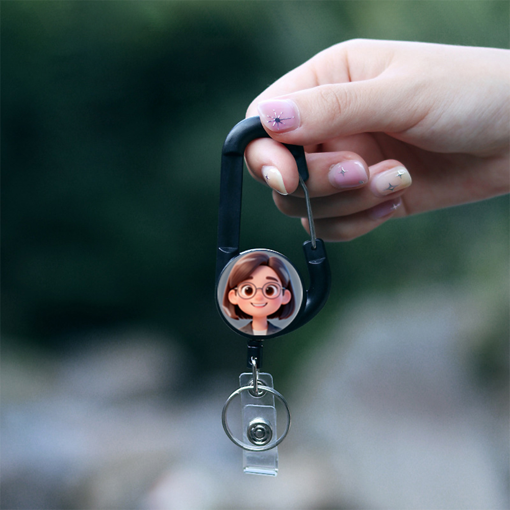 1pc Photo Custom Retractable Badge Reel Heavy Duty  Badge Holder, Personalized ID Badge Reel  for ID Card Holder and Keychain