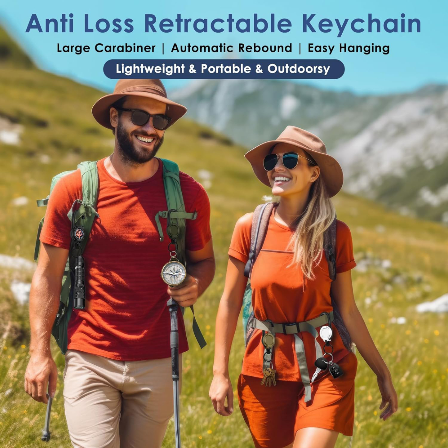 1pc Photo Custom Retractable Keychain Heavy Duty Double-sided customization Badge Reel Retractable Keychain Clip ID Holder Upgraded 63cm Stainless Steel Cord Suitable for Men and Women