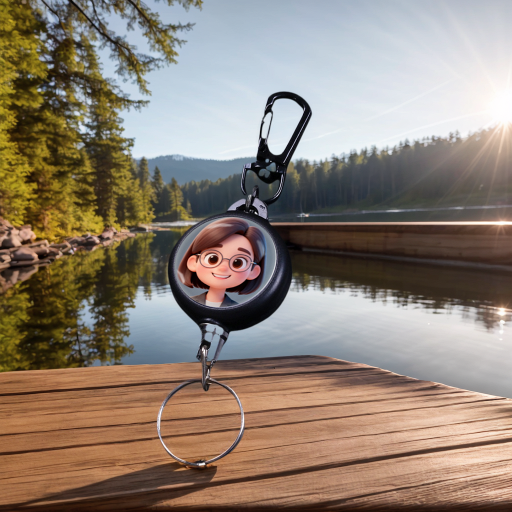 1pc Photo Custom Retractable Keychain Personalized Retractable Badge Holder Reel Clip ID Badge Holder with 23.6'' Steel Cord  and Metal Buckle for Carrying Keys, Black