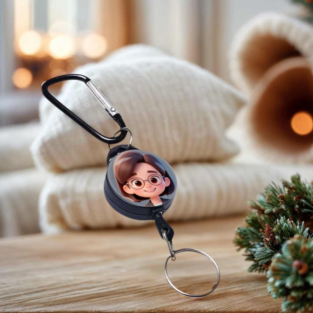 1pc Photo Custom Retractable Keychain Heavy Duty  Badge Holder, Personalized ID Badge Reel with 23.6''Retractable Cord Multitool  Key Holder